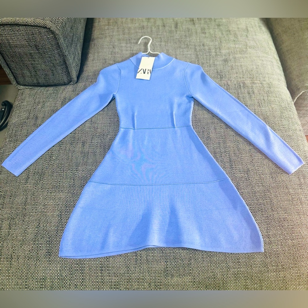 ZARA A-Line Mock Neck Dress